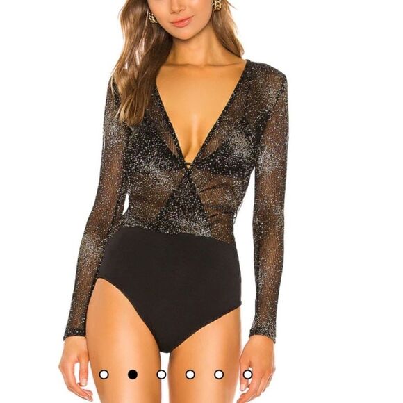 Superdown wilhemina metallic bodysuit new XXS BLACK/GOLD - Picture 1 of 13